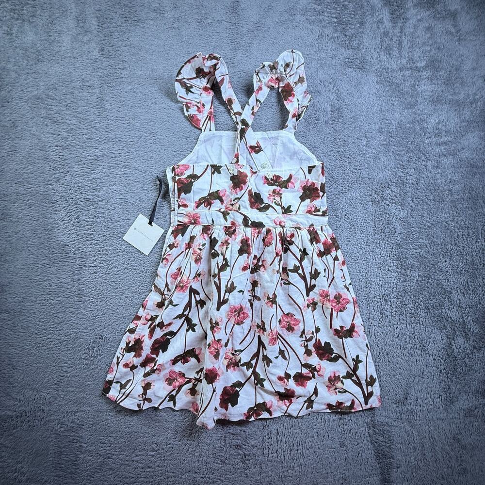 Victoria Beckham Girls Dress NEW White Pink Floral M Cotton Knit Lined - Picture 2 of 8